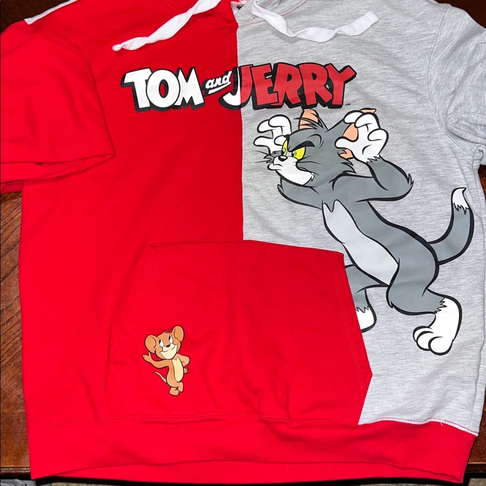 Tom and Jerry Red and Gray Hoodie XXL Pre-owned